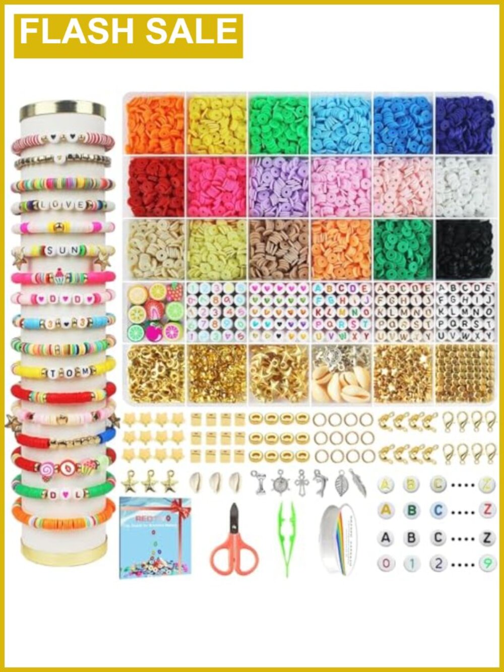 5100 Clay Beads Bracelet Making Kit Polymer Heishi Beads Charms Jewelry DIY